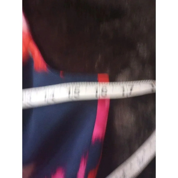 Eliza J Floral Mini Halter Dress Sz 6 Navy Pink Belted Fit In Flare Pockets - Picture 12 of 14